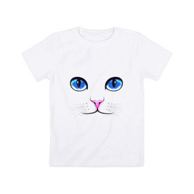 Детская футболка хлопок с принтом Кошачьи глаза в Кировске, 100% хлопок | круглый вырез горловины, полуприлегающий силуэт, длина до линии бедер | cat | глаза | глаза кошки | кот | котенок | котэ | кошак | кошка | кошки