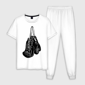 Мужская пижама хлопок с принтом Боксерские перчатки (2) в Кировске, 100% хлопок | брюки и футболка прямого кроя, без карманов, на брюках мягкая резинка на поясе и по низу штанин
 | емельяненко