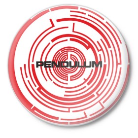 Значок с принтом Pendulum в Кировске,  металл | круглая форма, металлическая застежка в виде булавки | dance | electro dance | pendulum белыйelectro | танец | танцы | электро | электронная музыка