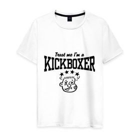 Мужская футболка хлопок с принтом Кикбоксер в Кировске, 100% хлопок | прямой крой, круглый вырез горловины, длина до линии бедер, слегка спущенное плечо. | кикбоксинг