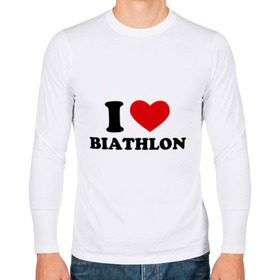 Мужской лонгслив хлопок с принтом Я люблю Биатлон — I love Biathlon в Кировске, 100% хлопок |  | биатлон | биатлонисты | я люблю