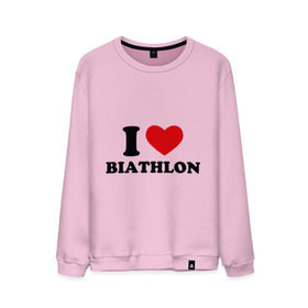 Мужской свитшот хлопок с принтом Я люблю Биатлон — I love Biathlon в Кировске, 100% хлопок |  | биатлон | биатлонисты | я люблю