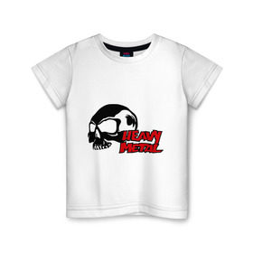 Детская футболка хлопок с принтом Heavy metal (Хэви метал) в Кировске, 100% хлопок | круглый вырез горловины, полуприлегающий силуэт, длина до линии бедер | скелет