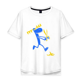 Мужская футболка хлопок Oversize с принтом Смешной олень в Кировске, 100% хлопок | свободный крой, круглый ворот, “спинка” длиннее передней части | лось | олененок | олень | рога