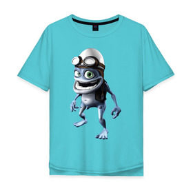 Мужская футболка хлопок Oversize с принтом Crazy frog в Кировске, 100% хлопок | свободный крой, круглый ворот, “спинка” длиннее передней части | crazy frog | крейзи фрог | крэйзи фрог | лягушка