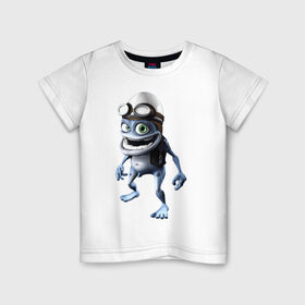 Детская футболка хлопок с принтом Crazy frog в Кировске, 100% хлопок | круглый вырез горловины, полуприлегающий силуэт, длина до линии бедер | Тематика изображения на принте: crazy frog | крейзи фрог | крэйзи фрог | лягушка