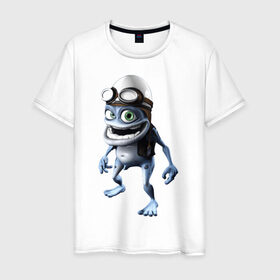 Мужская футболка хлопок с принтом Crazy frog в Кировске, 100% хлопок | прямой крой, круглый вырез горловины, длина до линии бедер, слегка спущенное плечо. | crazy frog | крейзи фрог | крэйзи фрог | лягушка