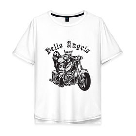 Мужская футболка хлопок Oversize с принтом Hells Angels в Кировске, 100% хлопок | свободный крой, круглый ворот, “спинка” длиннее передней части | Тематика изображения на принте: ад | ангел | байк