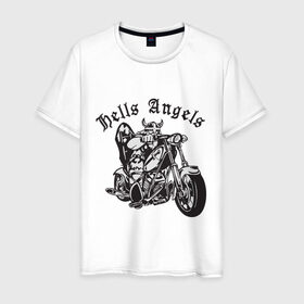 Мужская футболка хлопок с принтом Hells Angels в Кировске, 100% хлопок | прямой крой, круглый вырез горловины, длина до линии бедер, слегка спущенное плечо. | ад | ангел | байк