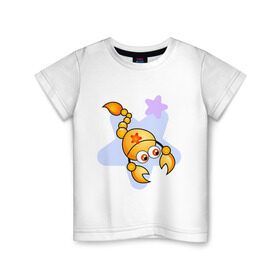 Детская футболка хлопок с принтом Мини Скорпион в Кировске, 100% хлопок | круглый вырез горловины, полуприлегающий силуэт, длина до линии бедер | скорпион
