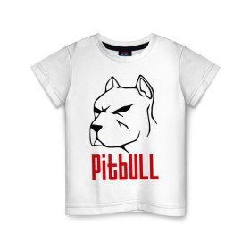 Детская футболка хлопок с принтом Pitbull (Питбуль) в Кировске, 100% хлопок | круглый вырез горловины, полуприлегающий силуэт, длина до линии бедер | спартак