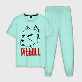 Мужская пижама хлопок с принтом Pitbull (Питбуль) в Кировске, 100% хлопок | брюки и футболка прямого кроя, без карманов, на брюках мягкая резинка на поясе и по низу штанин
 | спартак