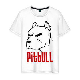 Мужская футболка хлопок с принтом Pitbull (Питбуль) в Кировске, 100% хлопок | прямой крой, круглый вырез горловины, длина до линии бедер, слегка спущенное плечо. | спартак