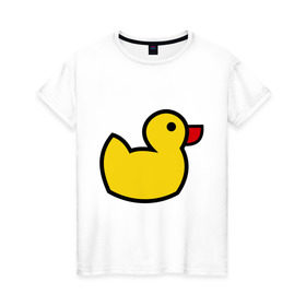 Женская футболка хлопок с принтом Утка в Кировске, 100% хлопок | прямой крой, круглый вырез горловины, длина до линии бедер, слегка спущенное плечо | желтный утенок | утенок | утка