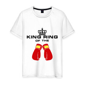 Мужская футболка хлопок с принтом King of the ring в Кировске, 100% хлопок | прямой крой, круглый вырез горловины, длина до линии бедер, слегка спущенное плечо. | емельяненко