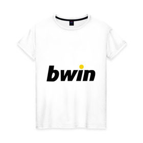 Женская футболка хлопок с принтом Bwin в Кировске, 100% хлопок | прямой крой, круглый вырез горловины, длина до линии бедер, слегка спущенное плечо | bwin | букмейкеры | букмекеры | выигрыш | контора | ставки