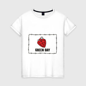 Женская футболка хлопок с принтом Green Day (2) в Кировске, 100% хлопок | прямой крой, круглый вырез горловины, длина до линии бедер, слегка спущенное плечо | 