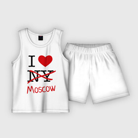 Детская пижама с шортами хлопок с принтом I love Moscow (2) в Кировске,  |  | i love | i love moscow | i love new york | moscow | new york | москва | нью йорк | столица | я люблю москву | я люблю нью йорк