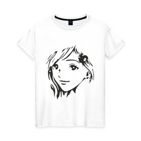 Женская футболка хлопок с принтом Anime девочка в Кировске, 100% хлопок | прямой крой, круглый вырез горловины, длина до линии бедер, слегка спущенное плечо | anime | аниме | лицо | лицо девушки в стиле аниме.девушка