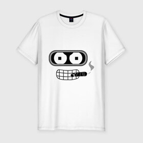 Мужская футболка премиум с принтом Bender в Кировске, 92% хлопок, 8% лайкра | приталенный силуэт, круглый вырез ворота, длина до линии бедра, короткий рукав | bender | benderмультик | futurama | бендер | мультфильм | футурама
