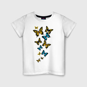 Детская футболка хлопок с принтом Полет бабочки в Кировске, 100% хлопок | круглый вырез горловины, полуприлегающий силуэт, длина до линии бедер | бабочки | животные | насекомые | полет бабочки