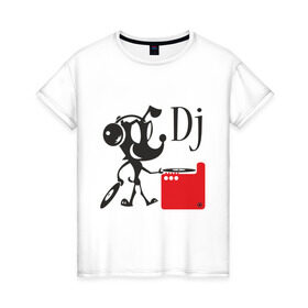 Женская футболка хлопок с принтом Dj (9) в Кировске, 100% хлопок | прямой крой, круглый вырез горловины, длина до линии бедер, слегка спущенное плечо | dj | вертушки | диджей | клубные | пластинки | прикольные