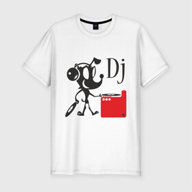 Мужская футболка премиум с принтом Dj (9) в Кировске, 92% хлопок, 8% лайкра | приталенный силуэт, круглый вырез ворота, длина до линии бедра, короткий рукав | dj | вертушки | диджей | клубные | пластинки | прикольные