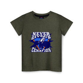 Детская футболка хлопок с принтом WWE John Cena Never Give Up в Кировске, 100% хлопок | круглый вырез горловины, полуприлегающий силуэт, длина до линии бедер | wwe | бои без правил | джон сина