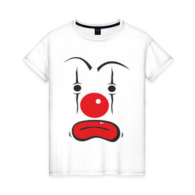 Женская футболка хлопок с принтом Грусный клоун в Кировске, 100% хлопок | прямой крой, круглый вырез горловины, длина до линии бедер, слегка спущенное плечо | грусный клоун | грустный | грустный клоун | клоун | цирк