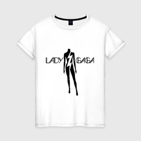 Женская футболка хлопок с принтом Lady Gaga (7) в Кировске, 100% хлопок | прямой крой, круглый вырез горловины, длина до линии бедер, слегка спущенное плечо | 