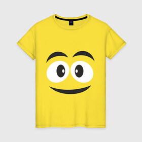 Женская футболка хлопок с принтом Жёлтый смайл в Кировске, 100% хлопок | прямой крой, круглый вырез горловины, длина до линии бедер, слегка спущенное плечо | smile | желтый | лицо | рожа | смайл | смайлик | улыбка