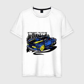 Мужская футболка хлопок с принтом Street racing car (2) в Кировске, 100% хлопок | прямой крой, круглый вырез горловины, длина до линии бедер, слегка спущенное плечо. | 