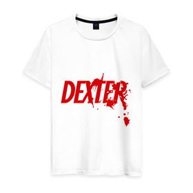 Мужская футболка хлопок с принтом Dexter - Декстер в Кировске, 100% хлопок | прямой крой, круглый вырез горловины, длина до линии бедер, слегка спущенное плечо. | dexter | декстер | кровь | сериал