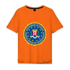 Мужская футболка хлопок Oversize с принтом FBI (Fidelity Bravery Intergrity) в Кировске, 100% хлопок | свободный крой, круглый ворот, “спинка” длиннее передней части | Тематика изображения на принте: 