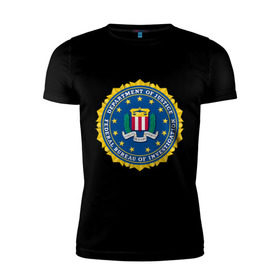 Мужская футболка премиум с принтом FBI (Fidelity Bravery Intergrity) в Кировске, 92% хлопок, 8% лайкра | приталенный силуэт, круглый вырез ворота, длина до линии бедра, короткий рукав | Тематика изображения на принте: 