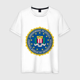 Мужская футболка хлопок с принтом FBI (Fidelity Bravery Intergrity) в Кировске, 100% хлопок | прямой крой, круглый вырез горловины, длина до линии бедер, слегка спущенное плечо. | Тематика изображения на принте: 