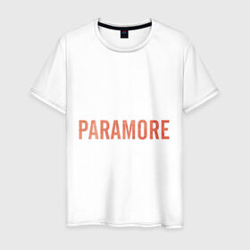 Мужская футболка хлопок с принтом Paramore orange logo в Кировске, 100% хлопок | прямой крой, круглый вырез горловины, длина до линии бедер, слегка спущенное плечо. | Тематика изображения на принте: paramore | rock | группы | логотип | рок