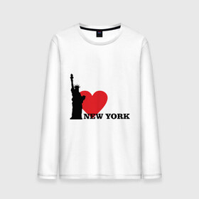Мужской лонгслив хлопок с принтом I love New York (NY Freedom) в Кировске, 100% хлопок |  | america | cша | new york | usa | америка | нью йорк | статуя свободы