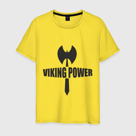 Мужская футболка хлопок с принтом Viking power в Кировске, 100% хлопок | прямой крой, круглый вырез горловины, длина до линии бедер, слегка спущенное плечо. | viking power