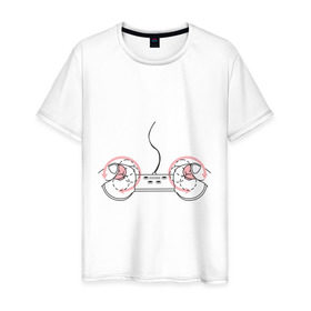 Мужская футболка хлопок с принтом Джойстик в Кировске, 100% хлопок | прямой крой, круглый вырез горловины, длина до линии бедер, слегка спущенное плечо. | джойстик | игра | играть | компьютер | управление