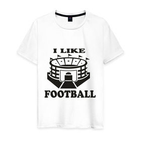Мужская футболка хлопок с принтом I like football в Кировске, 100% хлопок | прямой крой, круглый вырез горловины, длина до линии бедер, слегка спущенное плечо. | footboll | футбол | я люблю футбол