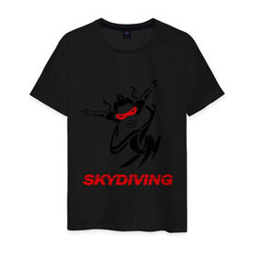 Мужская футболка хлопок с принтом Skydiving (1) в Кировске, 100% хлопок | прямой крой, круглый вырез горловины, длина до линии бедер, слегка спущенное плечо. | skydiving | авиационный спорт | парашют | парашютизм | свободное падение | скайдайвинг