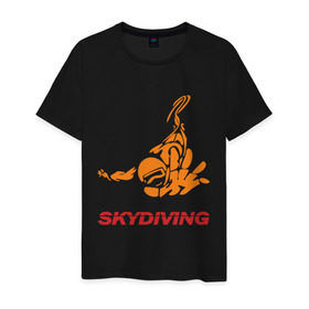 Мужская футболка хлопок с принтом Skydiving (2) в Кировске, 100% хлопок | прямой крой, круглый вырез горловины, длина до линии бедер, слегка спущенное плечо. | skydiving | авиационный спорт | парашют | парашютизм | свободное падение | скайдайвинг