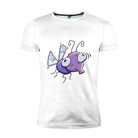 Мужская футболка премиум с принтом Фиолетовая муха в Кировске, 92% хлопок, 8% лайкра | приталенный силуэт, круглый вырез ворота, длина до линии бедра, короткий рукав | муха | насекомые | фиолетовая муха