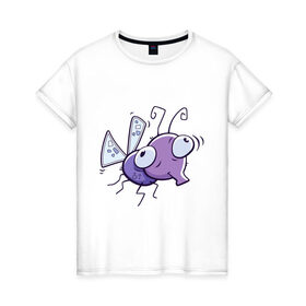 Женская футболка хлопок с принтом Фиолетовая муха в Кировске, 100% хлопок | прямой крой, круглый вырез горловины, длина до линии бедер, слегка спущенное плечо | муха | насекомые | фиолетовая муха