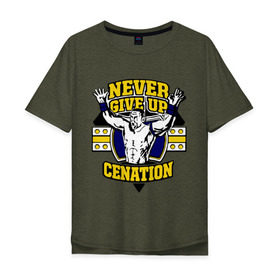 Мужская футболка хлопок Oversize с принтом WWE John Cena Never Give Up (3) в Кировске, 100% хлопок | свободный крой, круглый ворот, “спинка” длиннее передней части | джон сина