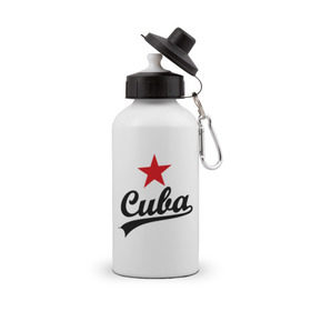 Бутылка спортивная с принтом Куба - Cuba в Кировске, металл | емкость — 500 мл, в комплекте две пластиковые крышки и карабин для крепления | звезда | куба | надпись | остров свободы