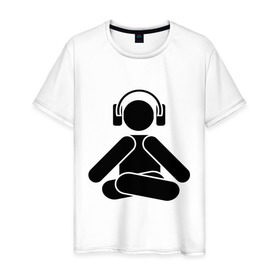 Мужская футболка хлопок с принтом Relax Music в Кировске, 100% хлопок | прямой крой, круглый вырез горловины, длина до линии бедер, слегка спущенное плечо. | Тематика изображения на принте: music | relax | музыка | наушники | релакс