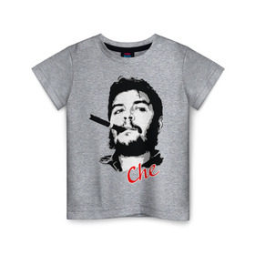 Детская футболка хлопок с принтом Че Гевара с сигарой в Кировске, 100% хлопок | круглый вырез горловины, полуприлегающий силуэт, длина до линии бедер | che | guevara | гевара | куба | личность | революция | че