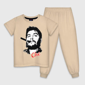 Детская пижама хлопок с принтом Че Гевара с сигарой в Кировске, 100% хлопок |  брюки и футболка прямого кроя, без карманов, на брюках мягкая резинка на поясе и по низу штанин
 | che | guevara | гевара | куба | личность | революция | че
